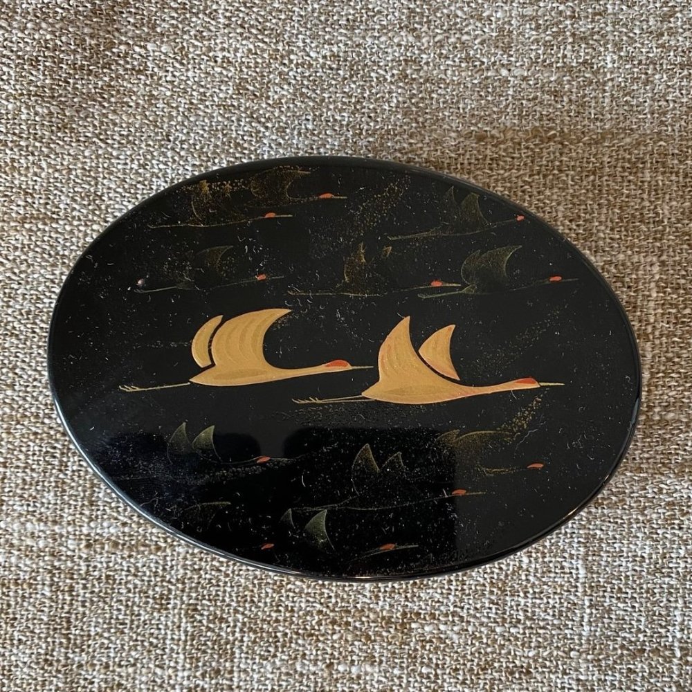 Black Lacquered Oval Box